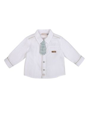Boys White Long Sleeve Woven Shirt